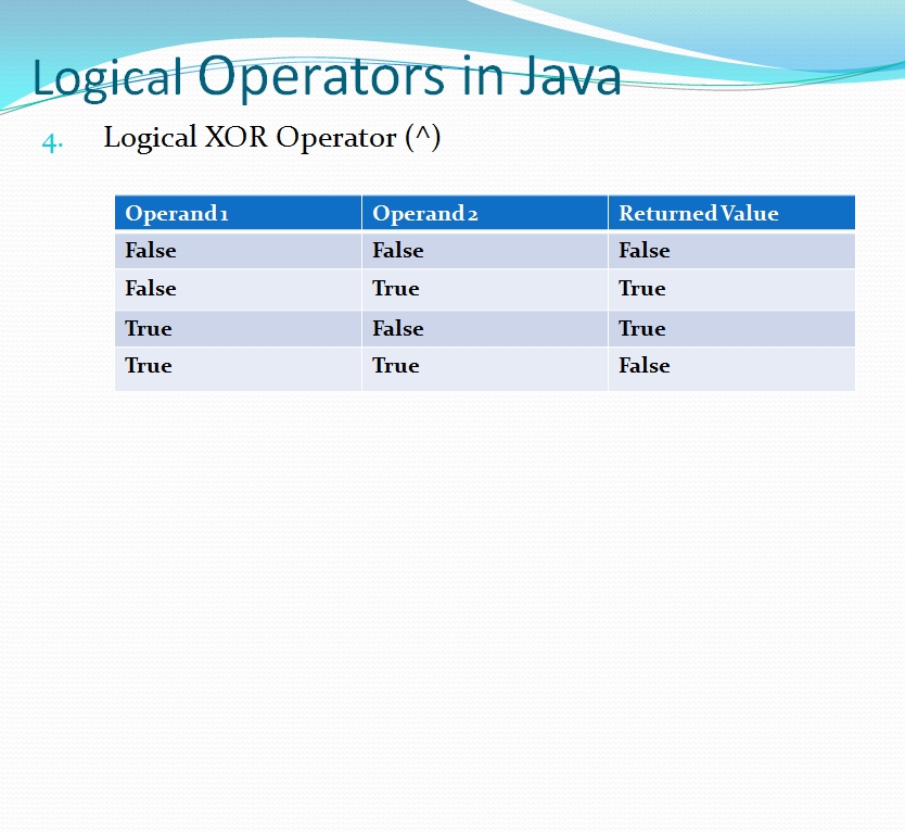 examples of bitwise operators in java